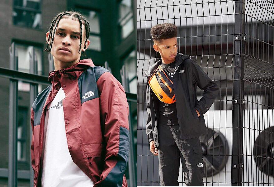 Ein Mann und ein Junge in The North Face Kleidung