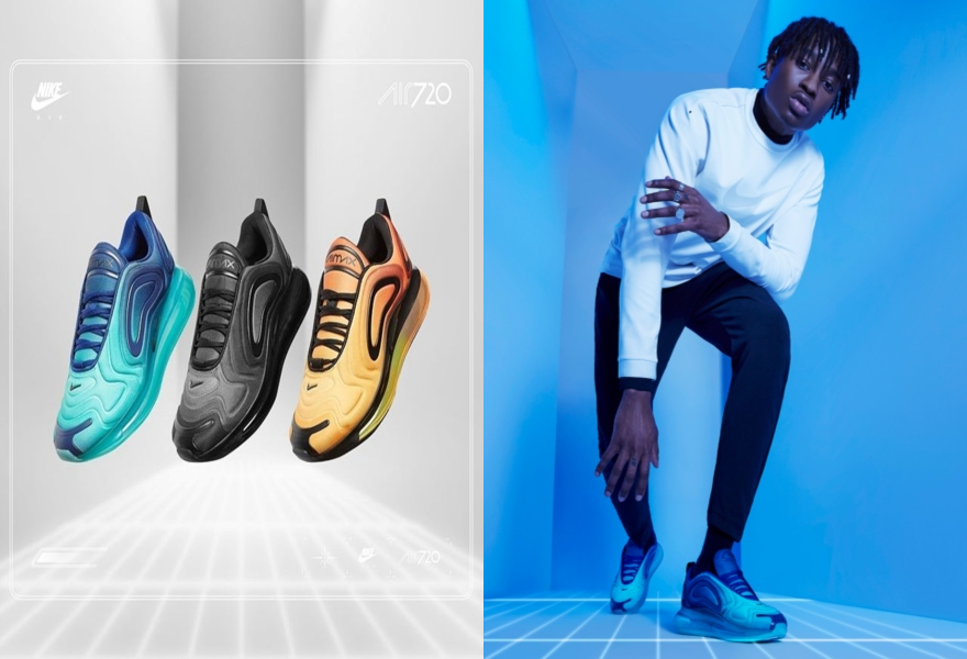 Der Nike Air Max 720 in Blau, Schwarz und Orange