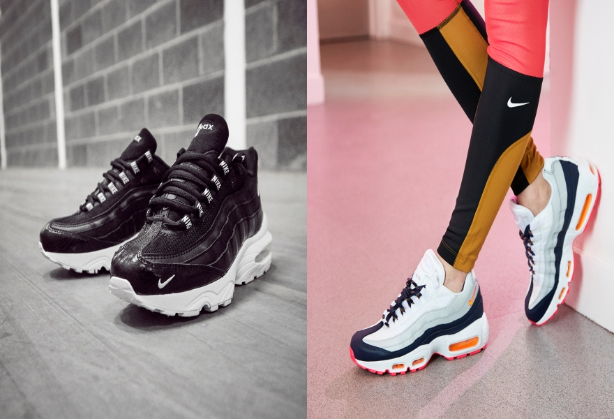 Der Air Max 95 in Schwarz/ Weiß und Blau