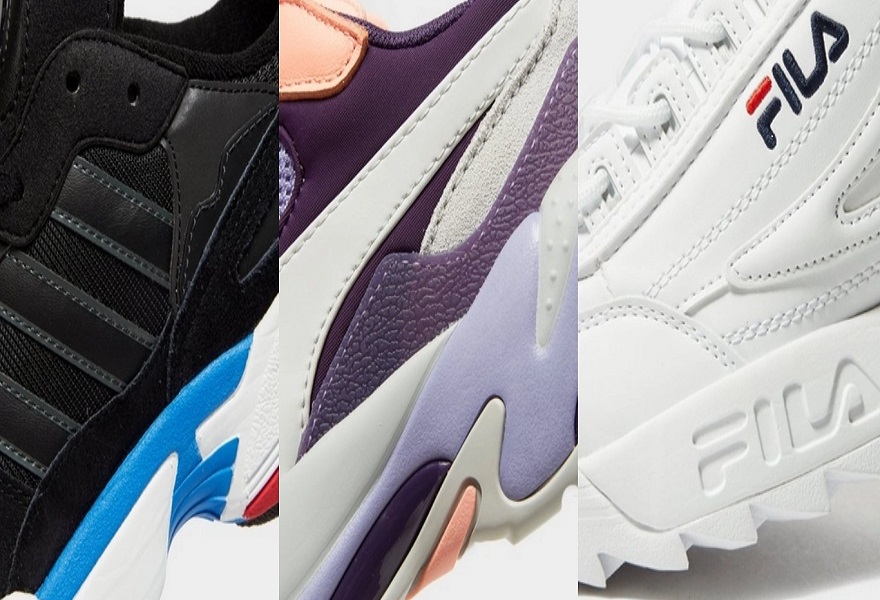 verschiedene chunky Sneaker von Fila und PUMA